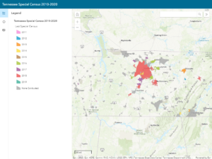Screen capture of Tennessee Special Census webmap