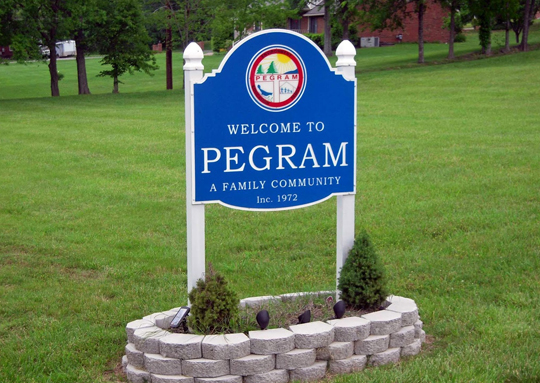 Town of Pegram, TN welcome sign