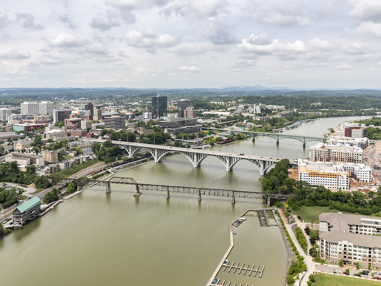 aerial view of downtown knoxville