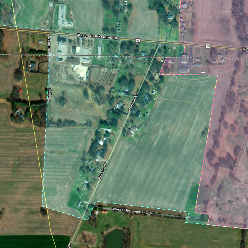 Aerial photograph showing portion of Kenton, TN city limits
