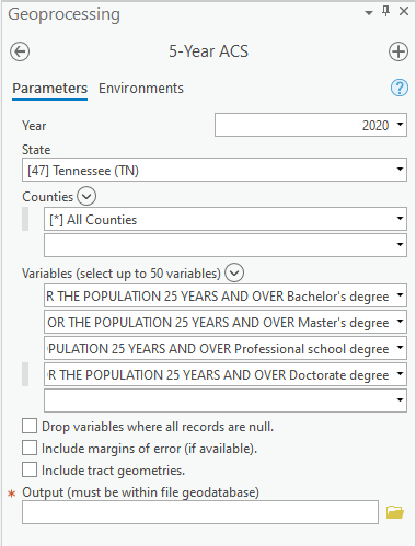 Screenshot showing the Pullen Census Data ArcGIS Pro Interface